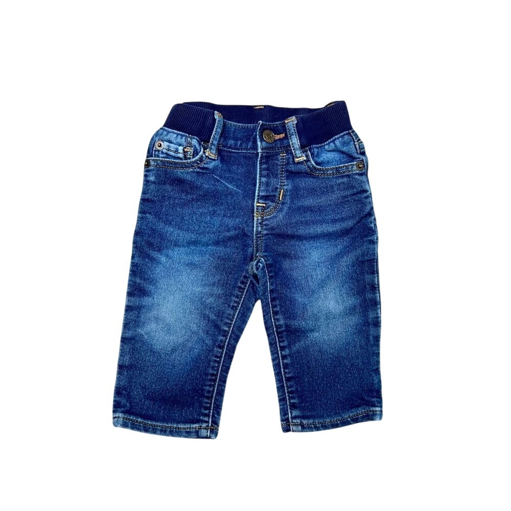 Baby Gap Blue Knit Denim 5 Pocket Stretchy Jeans 6-12 months Hipster Casual